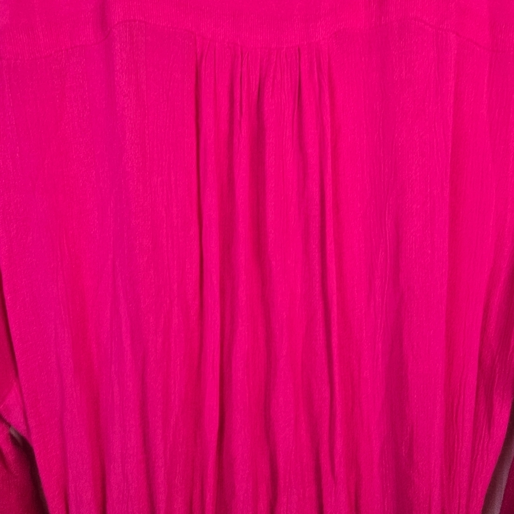 FREE PEOPLE Women's Delilah Embroidered Wrap Mini Dress In Hot Pink Boho Size M - Picture 14 of 16